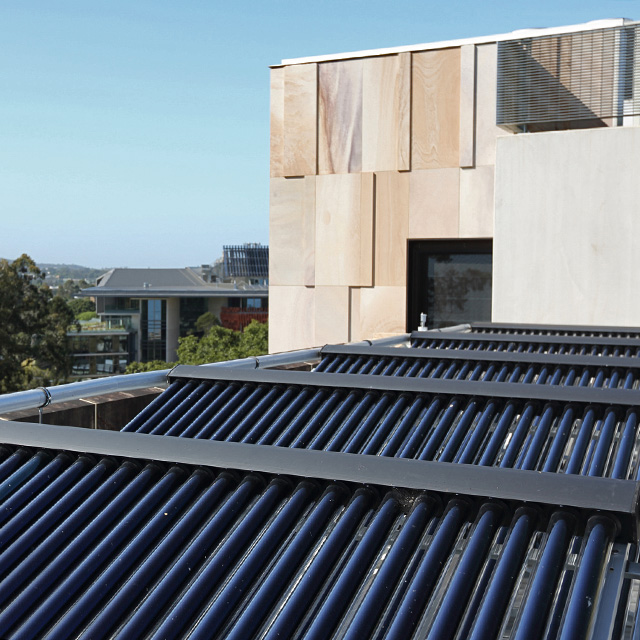 Another view of rooftop solar heating system